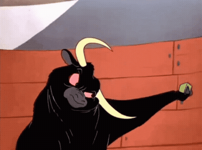 A Cartoon Drawing Of A Bull With A Yellow Horn GIF