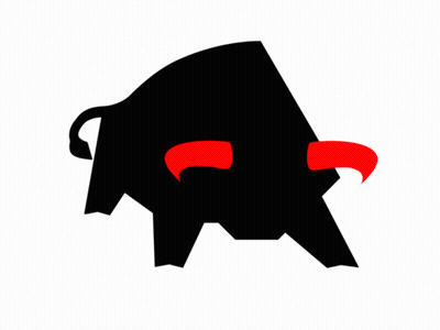 A Cartoon Drawing Of A Bull With Red Horns And White Smoke Coming Out Of Its Mouth GIF