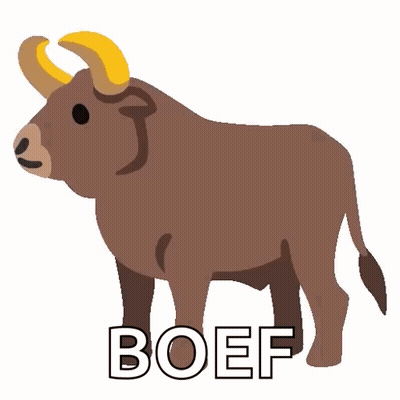 A Cartoon Drawing Of A Bull With The Word Beef Written Below It GIF