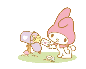 A Cartoon Drawing Of A Bunny And A Mailbox With An Envelope Flying Out Of It Sticker