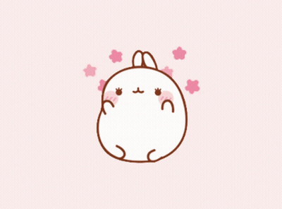 A Cartoon Drawing Of A Bunny With Pink Flowers Coming Out Of Its Ears GIF
