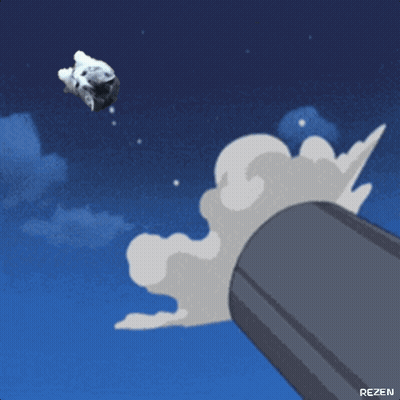 A Cartoon Drawing Of A Cannon With The Word Rezen On It GIF
