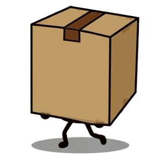 A Cartoon Drawing Of A Cardboard Box Walking GIF