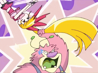 A Cartoon Drawing Of A Cartoon Character Holding Another Cartoon Character GIF