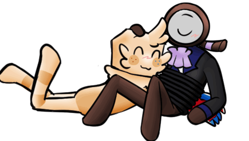 A Cartoon Drawing Of A Cat And A Man With A Magnifying Glass On Their Head GIF