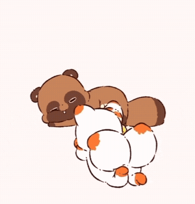 A Cartoon Drawing Of A Cat And A Raccoon GIF