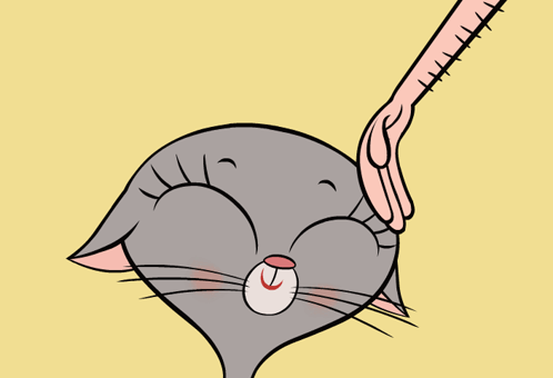 A Cartoon Drawing Of A Cat Being Petted By A Person 'S Hand GIF