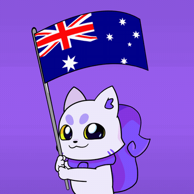 A Cartoon Drawing Of A Cat Holding A Flag GIF