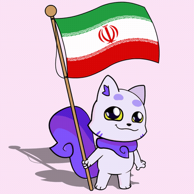 A Cartoon Drawing Of A Cat Holding A Flag GIF