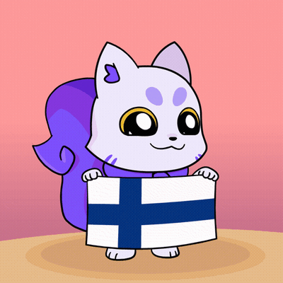 A Cartoon Drawing Of A Cat Holding A Flag GIF
