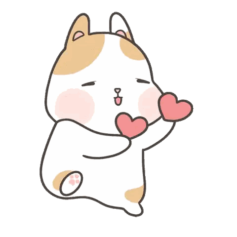 A Cartoon Drawing Of A Cat Holding A Heart In Its Mouth GIF