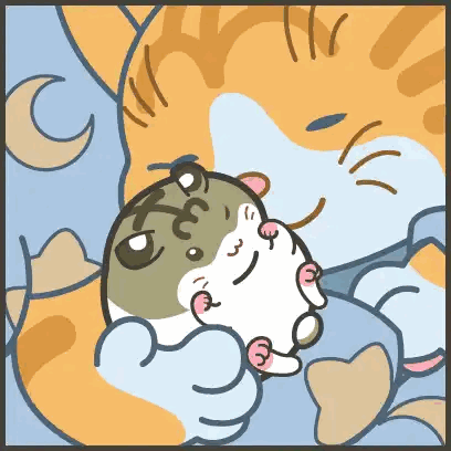 A Cartoon Drawing Of A Cat Holding A Mouse Sticker