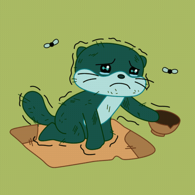 A Cartoon Drawing Of A Cat Holding A Small Bowl GIF
