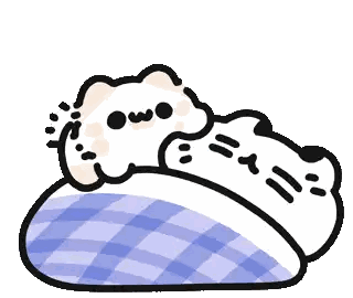 A Cartoon Drawing Of A Cat Laying On A Bed With A Spoon In Its Mouth Sticker