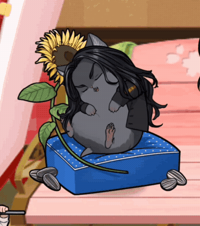 A Cartoon Drawing Of A Cat Laying On A Blue Box GIF