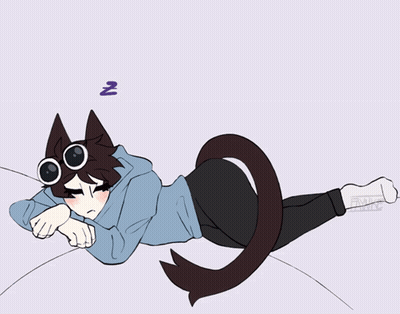 A Cartoon Drawing Of A Cat Sleeping With The Letters Nn Behind It GIF