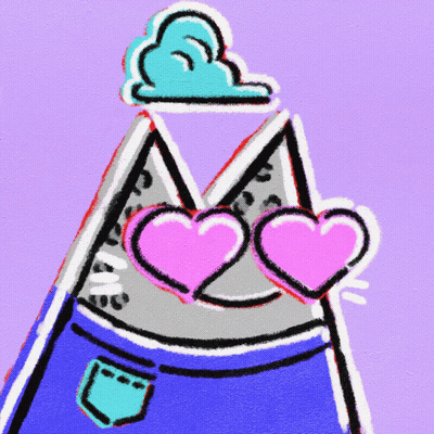A Cartoon Drawing Of A Cat Wearing Heart Shaped Glasses GIF