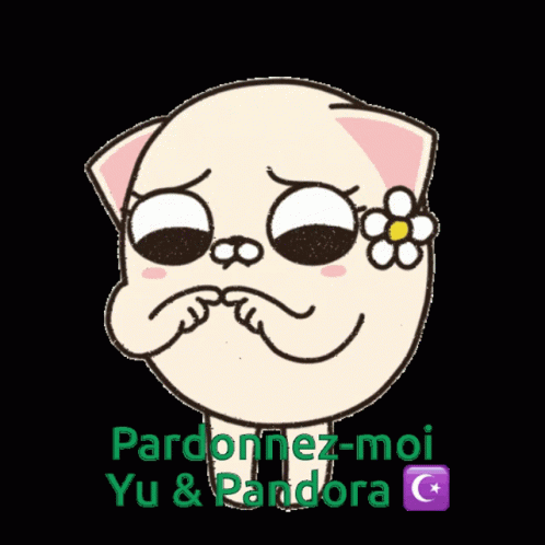 A Cartoon Drawing Of A Cat With A Flower In Its Eye GIF