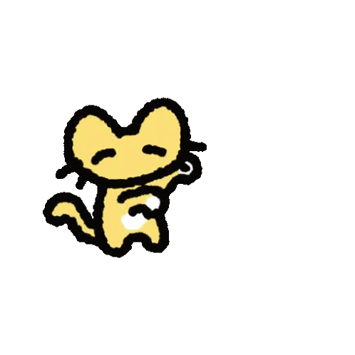 A Cartoon Drawing Of A Cat With A Heart Shaped Head And Tail Sticker