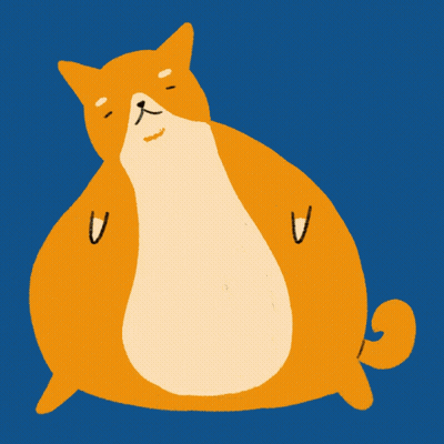 A Cartoon Drawing Of A Cat With A Large Belly GIF