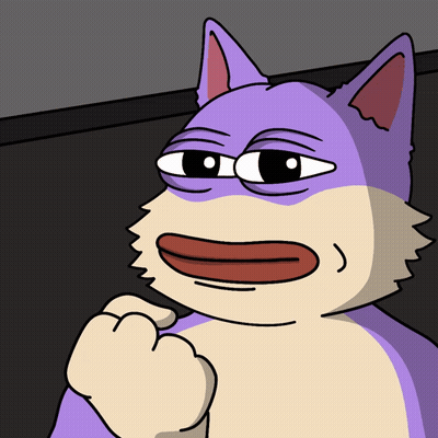 A Cartoon Drawing Of A Cat With A Purple Face GIF