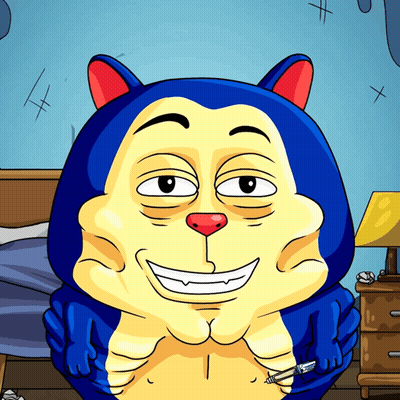 A Cartoon Drawing Of A Cat With A Red Nose GIF