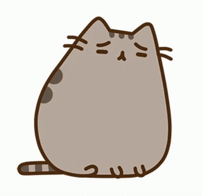 A Cartoon Drawing Of A Cat With A Sad Look On Its Face . GIF