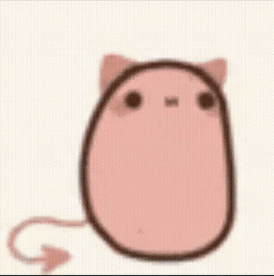 A Cartoon Drawing Of A Cat With A Tail And Ears . GIF