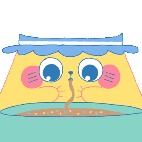 A Cartoon Drawing Of A Cat With A Worm Sticking Out Of Its Nose Sticker