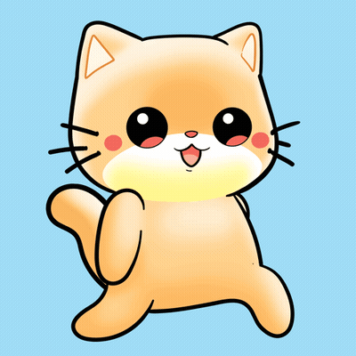 A Cartoon Drawing Of A Cat With A Yellow Nose GIF