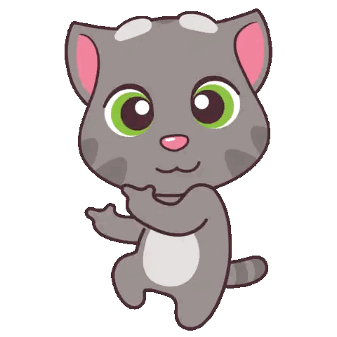 A Cartoon Drawing Of A Cat With Green Eyes And A Pink Nose Sticker