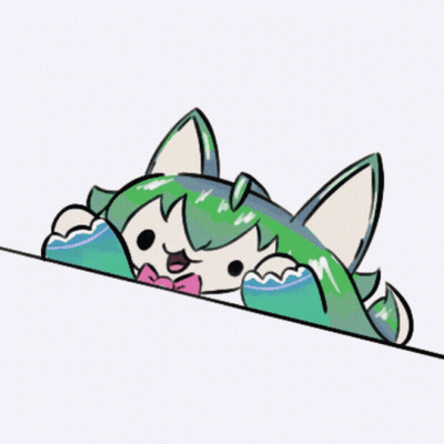 A Cartoon Drawing Of A Cat With Green Hair GIF