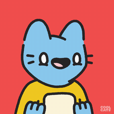 A Cartoon Drawing Of A Cat With Hearts On Its Face And The Words Cool Cats Below It GIF