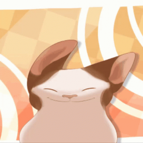 A Cartoon Drawing Of A Cat With Its Eyes Closed On A Colorful Background GIF