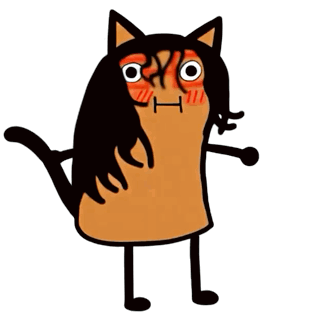 A Cartoon Drawing Of A Cat With Long Hair And Arms GIF