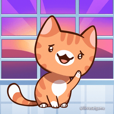 A Cartoon Drawing Of A Cat With The Name Ilovecatgame Written Below It GIF