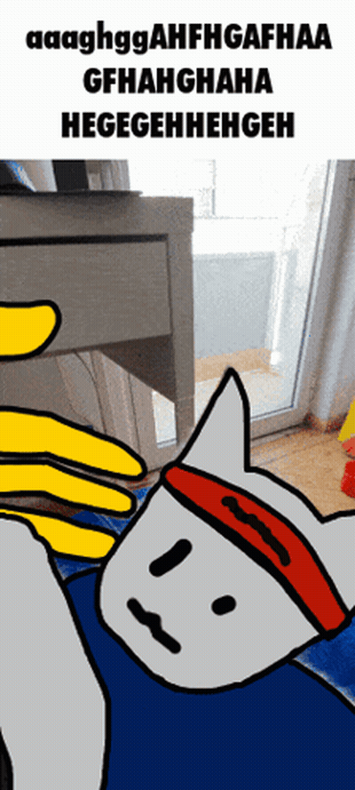 A Cartoon Drawing Of A Cat With The Words Aaaghggahfhgafhaa Gfhanhghana Hegegehheghe GIF
