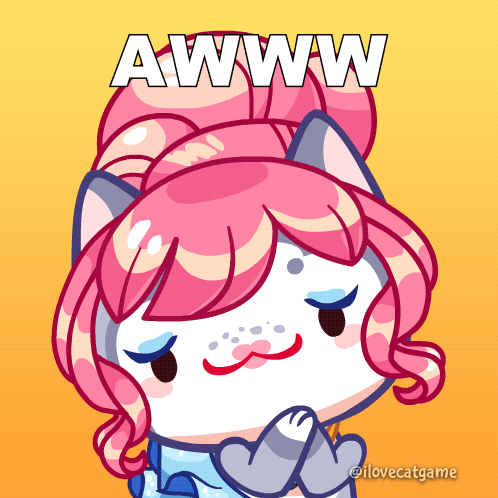 A Cartoon Drawing Of A Cat With The Words Awww Written On It GIF