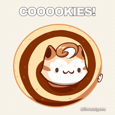 A Cartoon Drawing Of A Cat With The Words Cooookies On It GIF