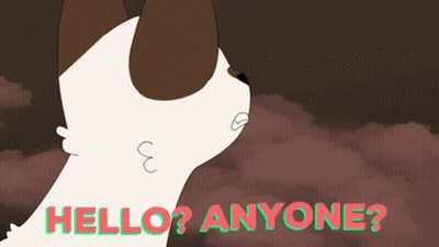 A Cartoon Drawing Of A Cat With The Words Hello Anyone Written Below It GIF