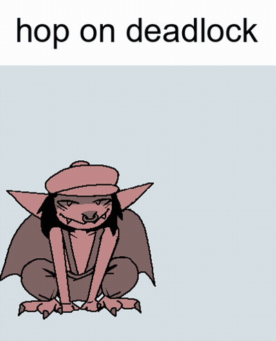 A Cartoon Drawing Of A Cat With The Words Hop On Deadlock Above It GIF