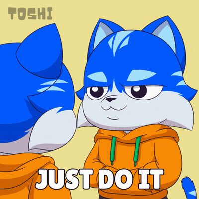 A Cartoon Drawing Of A Cat With The Words Just Do It GIF