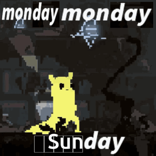 A Cartoon Drawing Of A Cat With The Words Monday Monday Sunday Below It GIF