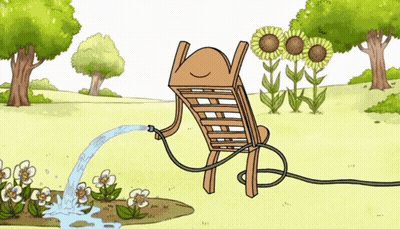 A Cartoon Drawing Of A Chair With A Hose Attached To It GIF