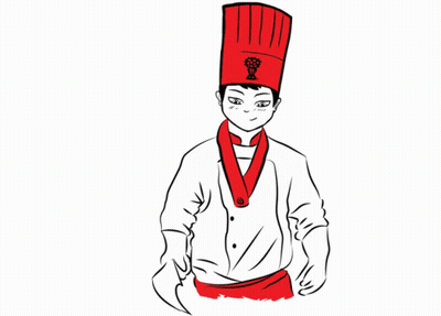 A Cartoon Drawing Of A Chef With A Red Hat GIF