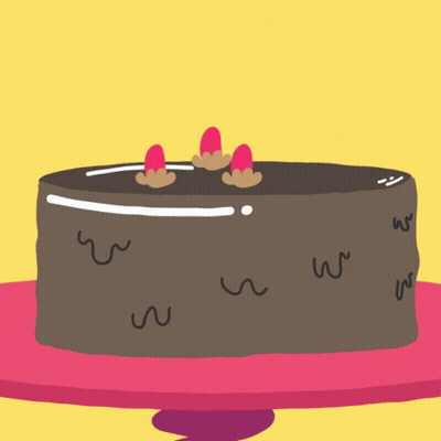 A Cartoon Drawing Of A Chocolate Cake With Strawberries On It GIF