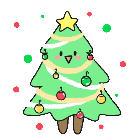 A Cartoon Drawing Of A Christmas Tree With A Star On Top Sticker