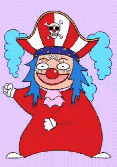 A Cartoon Drawing Of A Clown Wearing A Pirate Hat With A Skull And Crossbones On It GIF