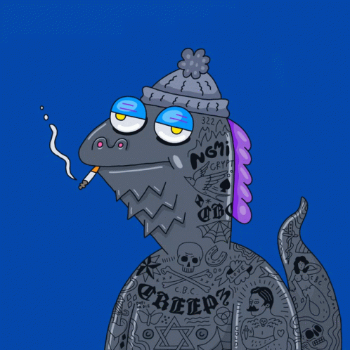 A Cartoon Drawing Of A Colorful Monster With A Purple Background GIF