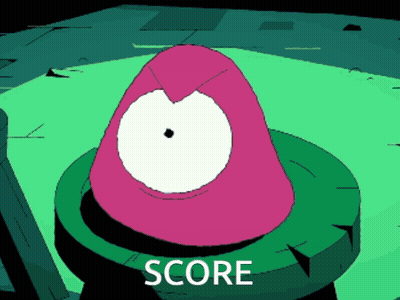 A Cartoon Drawing Of A Cone With A White Eye And The Word Score Below It GIF